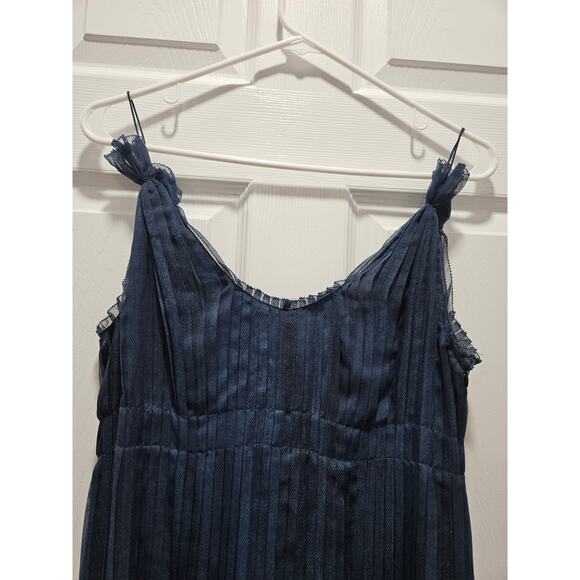 Elie Tahari Sleeveless Maxi Chiffon Pleated Navy Blue Formal Evening Dress Sz 6 - Picture 2 of 10